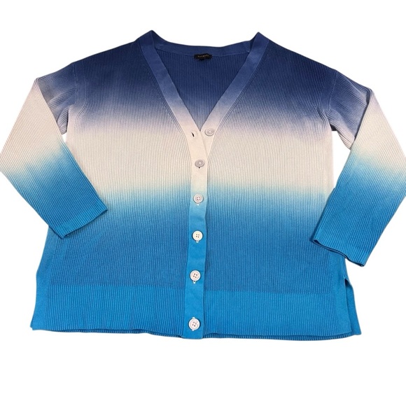 Talbots Sweaters - Talbots Blue Ombre Ocean Long Sleeve Cardigan L‎ Women's Lightweight Knit